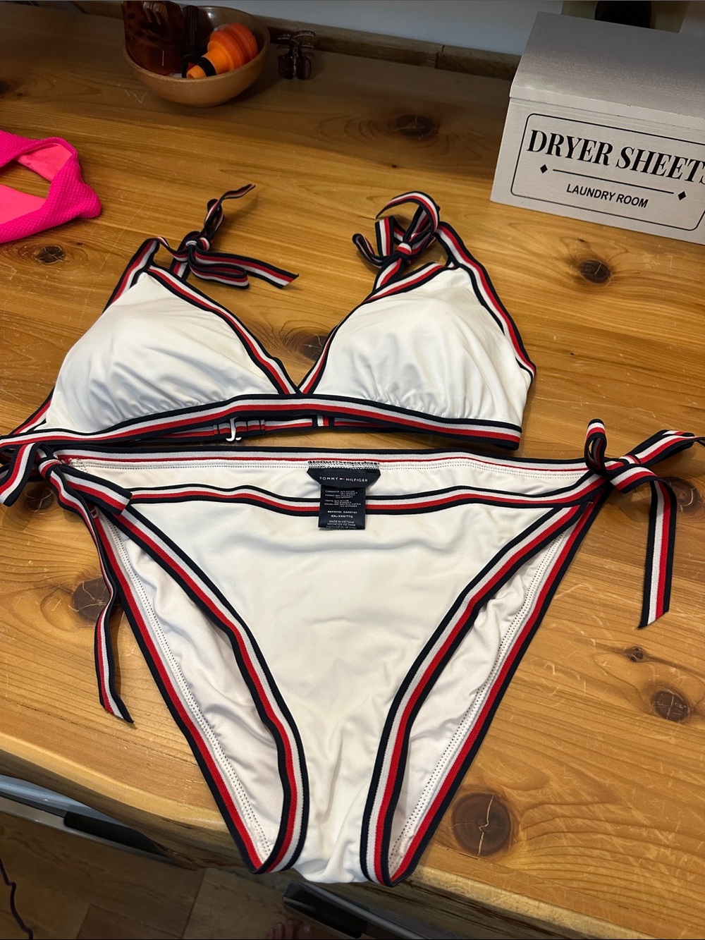Tommy Hilfiger White Bikini with Red & Navy Trim